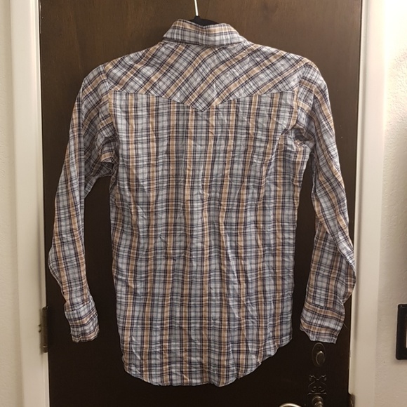 TWO Plaid vintage Wrangler western ranch shirts 14 & L - Picture 5 of 12